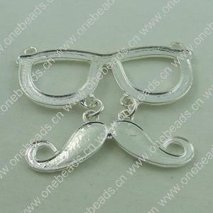 Connector. Fashion Zinc Alloy Jewelry Findings. Glasses mustache 49x39mm. Sold by Bag
