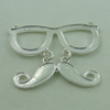 Connector. Fashion Zinc Alloy Jewelry Findings. Glasses mustache 49x39mm. Sold by Bag
