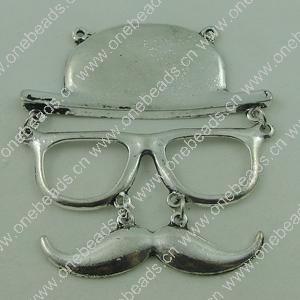 Connector. Fashion Zinc Alloy Jewelry Findings. Glasses mustache 75x68mm. Sold by PC