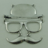 Connector. Fashion Zinc Alloy Jewelry Findings. Glasses mustache 75x68mm. Sold by PC
