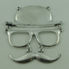 Connector. Fashion Zinc Alloy Jewelry Findings. Glasses mustache 75x68mm. Sold by PC