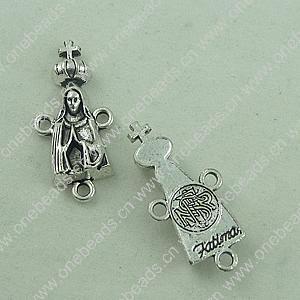 Connector. Fashion Zinc Alloy Jewelry Findings. Buddha 29x13.5mm. Sold by Bag