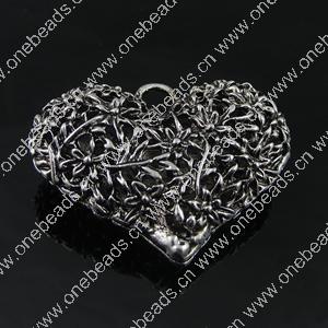 Pendant. Fashion Zinc Alloy Jewelry Findings. Heart 41x32mm. Sold by PC