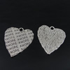 Pendant. Fashion Zinc Alloy Jewelry Findings. Heart 35x29mm. Sold by Bag
