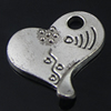 Pendant. Fashion Zinc Alloy Jewelry Findings. Heart 17.5x18.5mm. Sold by Bag
