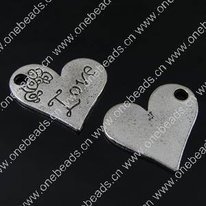 Pendant. Fashion Zinc Alloy Jewelry Findings. Heart 20.5x18mm. Sold by Bag