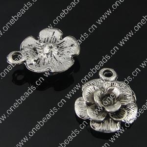 Pendant. Fashion Zinc Alloy Jewelry Findings. Flower 12x14.5mm. Sold by Bag