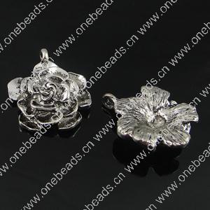 Pendant. Fashion Zinc Alloy Jewelry Findings. Flower 25.5x21mm. Sold by Bag