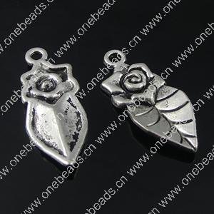Pendant. Fashion Zinc Alloy Jewelry Findings. Flower 32x13mm. Sold by Bag