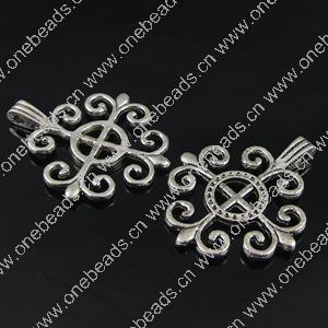 Pendant. Fashion Zinc Alloy Jewelry Findings. Flower 32x27mm. Sold by Bag