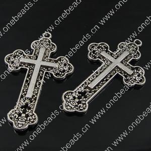 Pendant. Fashion Zinc Alloy Jewelry Findings. cross 55x33mm. Sold by Bag