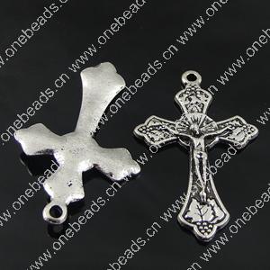 Pendant. Fashion Zinc Alloy Jewelry Findings. cross 34x21.5mm. Sold by Bag