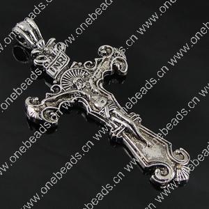 Pendant. Fashion Zinc Alloy Jewelry Findings. cross 63x34mm. Sold by Bag