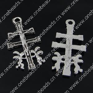 Pendant. Fashion Zinc Alloy Jewelry Findings. cross 30.5x15mm. Sold by Bag