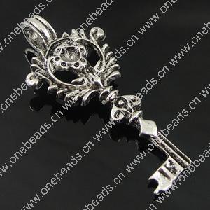 Pendant. Fashion Zinc Alloy Jewelry Findings. Key 49x19mm. Sold by Bag