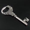 Pendant. Fashion Zinc Alloy Jewelry Findings. Key 63x26.5mm. Sold by Bag
