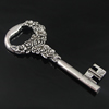 Pendant. Fashion Zinc Alloy Jewelry Findings. Key 63x26.5mm. Sold by Bag