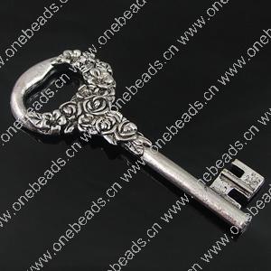 Pendant. Fashion Zinc Alloy Jewelry Findings. Key 63x26.5mm. Sold by Bag