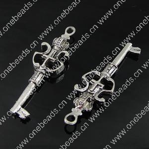 Pendant. Fashion Zinc Alloy Jewelry Findings. Key 46x13.5mm. Sold by Bag