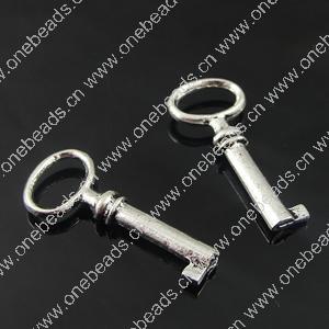 Pendant. Fashion Zinc Alloy Jewelry Findings. Key 27x11.5mm. Sold by Bag