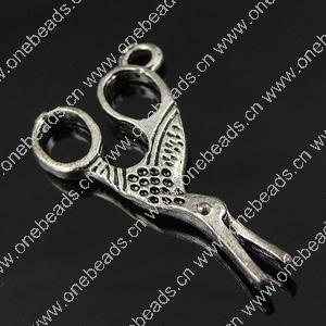 Pendant. Fashion Zinc Alloy Jewelry Findings. Scissors 26x15mm. Sold by Bag