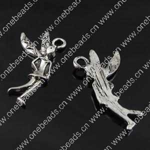 Pendant. Fashion Zinc Alloy Jewelry Findings. Angel 25x15mm. Sold by Bag