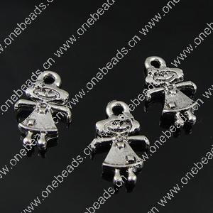 Pendant. Fashion Zinc Alloy Jewelry Findings. Girl 10x8mm. Sold by Bag