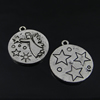 Pendant. Fashion Zinc Alloy Jewelry Findings. Flat Round 24x21mm. Sold by Bag
