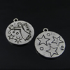 Pendant. Fashion Zinc Alloy Jewelry Findings. Flat Round 24x21mm. Sold by Bag