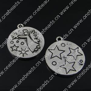 Pendant. Fashion Zinc Alloy Jewelry Findings. Flat Round 24x21mm. Sold by Bag