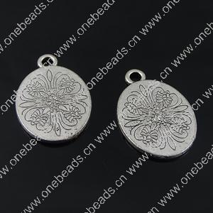 Pendant. Fashion Zinc Alloy Jewelry Findings. Flat Round 21x14.5mm. Sold by Bag