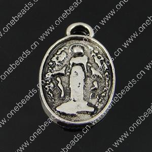 Pendant. Fashion Zinc Alloy Jewelry Findings. Flat oval 17.5x10mm. Sold by Bag