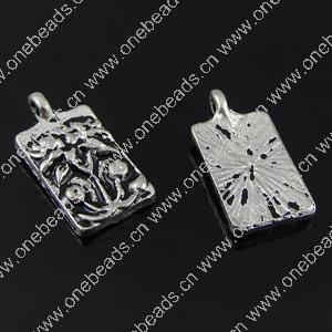 Pendant. Fashion Zinc Alloy Jewelry Findings. Rectangle 17x8mm. Sold by Bag