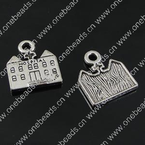 Pendant. Fashion Zinc Alloy Jewelry Findings. House 16x14mm. Sold by Bag