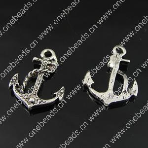 Pendant. Fashion Zinc Alloy Jewelry Findings. Anchor 17x12.5mm. Sold by Bag