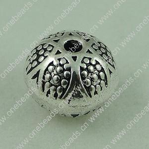 Beads. Fashion Zinc Alloy jewelry findings. Flat Round 9x7mm，Hole size:1.5mm. Sold by Bag