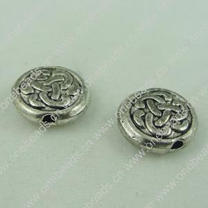 Beads. Fashion Zinc Alloy jewelry findings. Flat Round 10x9mm，Hole size:1.5mm. Sold by Bag