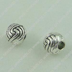 Beads. Fashion Zinc Alloy jewelry findings. Round 5mm，Hole size:2mm. Sold by Bag