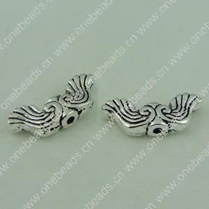 Beads. Fashion Zinc Alloy jewelry findings. wings 19.5x8mm，Hole size:2mm. Sold by Bag