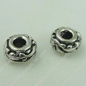 Spacer beads, Fashion Zinc Alloy jewelry findings, 7mm，Hole size:2.5mm. Sold by bag