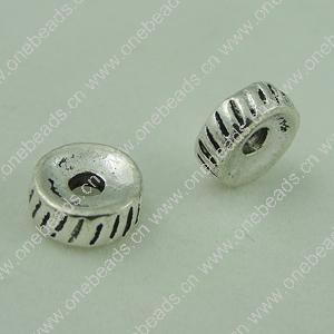 Spacer beads, Fashion Zinc Alloy jewelry findings, 7.5mm，Hole size:2mm. Sold by bag