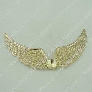 Brooch/Hairpin Head, Fashion Zinc Alloy Jewelry Findings. wings 94x26mm Sold by Bag