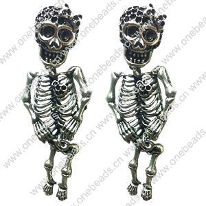 Pendant. Fashion Zinc Alloy Jewelry Findings. Skeleton 65x27x8mm. Sold by PC