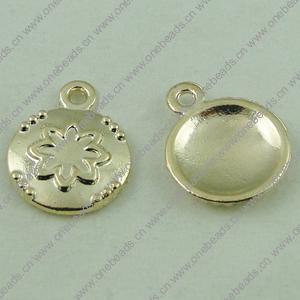 Pendant. Fashion Zinc Alloy Jewelry Findings. Flat Round 14x16mm. Sold by Bag