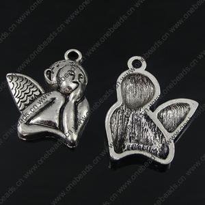 Pendant. Fashion Zinc Alloy Jewelry Findings. Angel 28x24mm, Sold by Bag