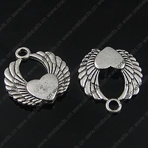 Pendant. Fashion Zinc Alloy Jewelry Findings. Heart 22x19mm, Sold by Bag