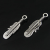 Pendant. Fashion Zinc Alloy Jewelry Findings. leaf 27.5x8mm, Sold by Bag
