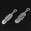 Pendant. Fashion Zinc Alloy Jewelry Findings. leaf 27.5x8mm, Sold by Bag