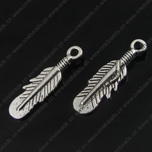 Pendant. Fashion Zinc Alloy Jewelry Findings. leaf 27.5x8mm, Sold by Bag