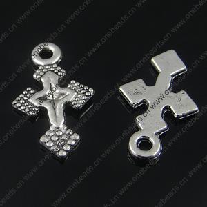 Pendant. Fashion Zinc Alloy Jewelry Findings. cross 16x19.5mm, Sold by Bag